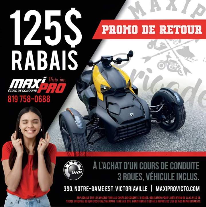 Promotion cours de conduite spyder Victoriaville
